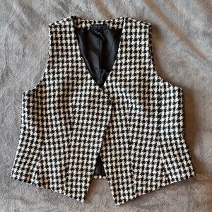 Talbots Classic Black and White Checkered Vest